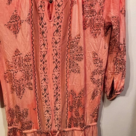 Juicy Couture Blouson Dress Orange Print 3/4 Sleeves Size Medium - Picture 9 of 10